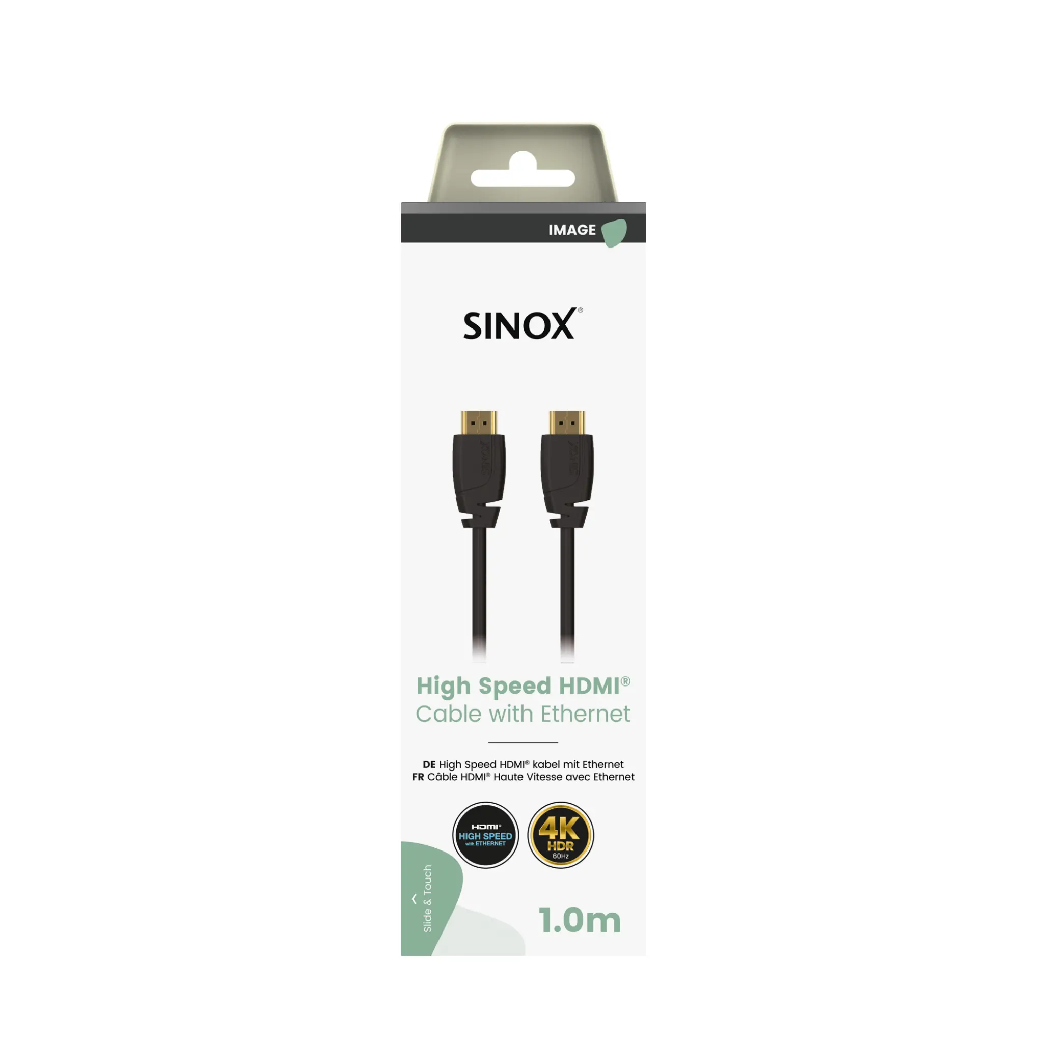 Sinox HDMI™ kabel 4K60Hz+E. 1m. Svart