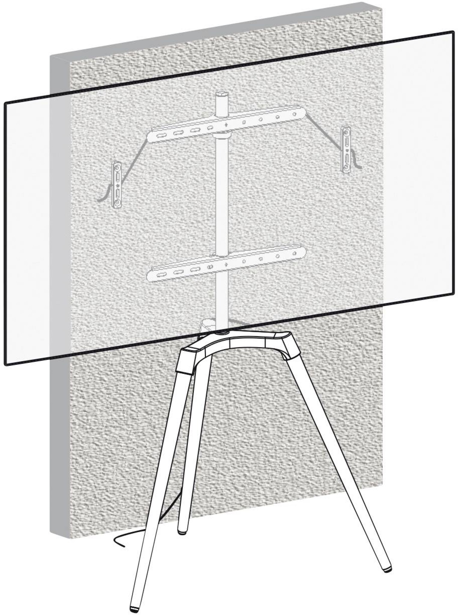 Tripod TV Golvställ. 42"-65". Svart & bok