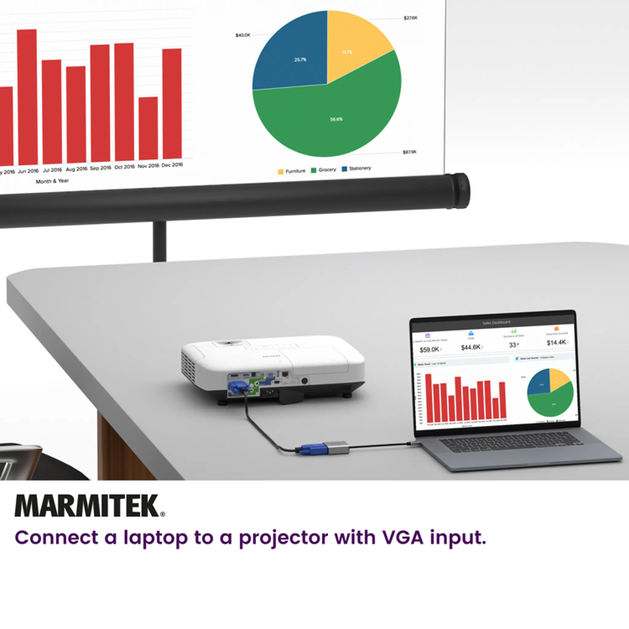 Marmitek USB-C till VGA adapter. 0,15m