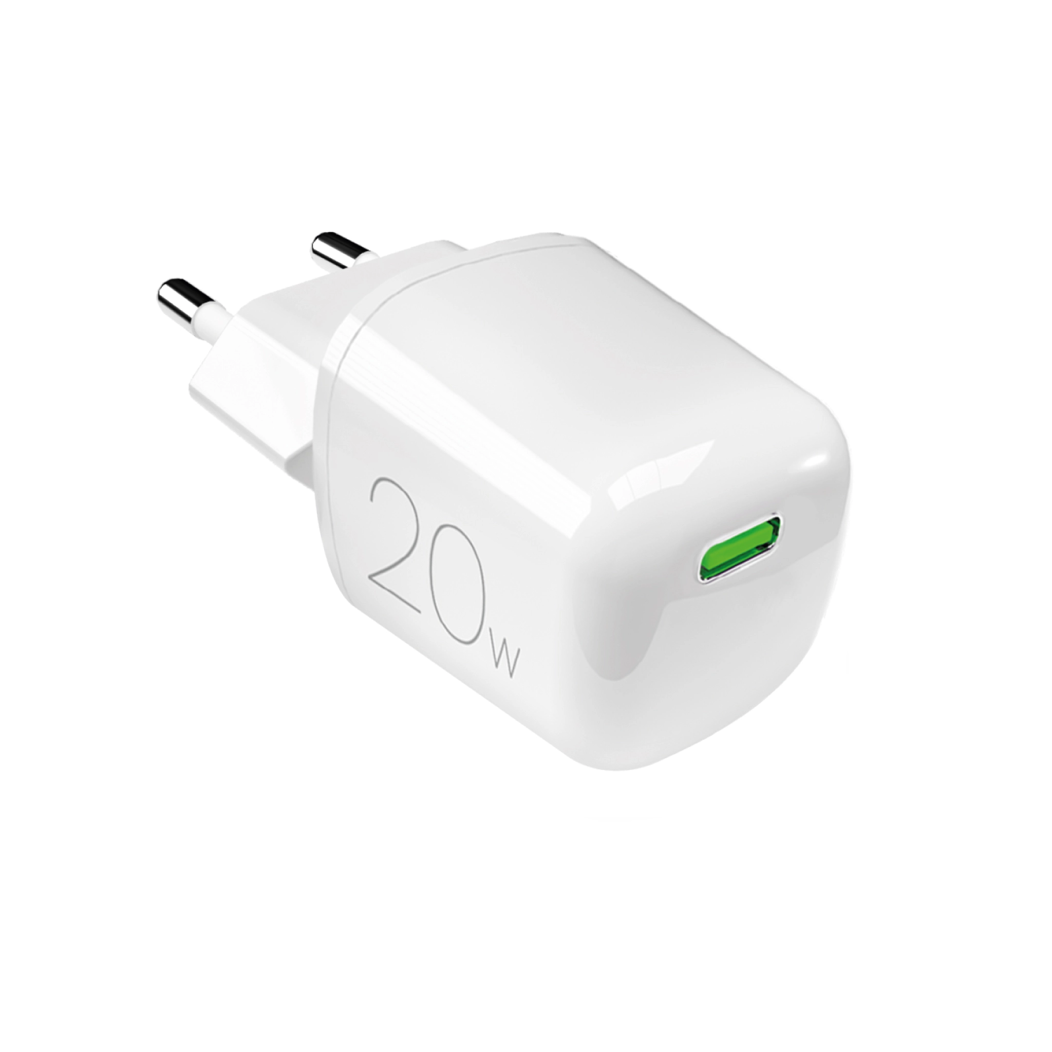 PURO MiniPro 20W USB-C väggladdare - GAN-teknik. Vit