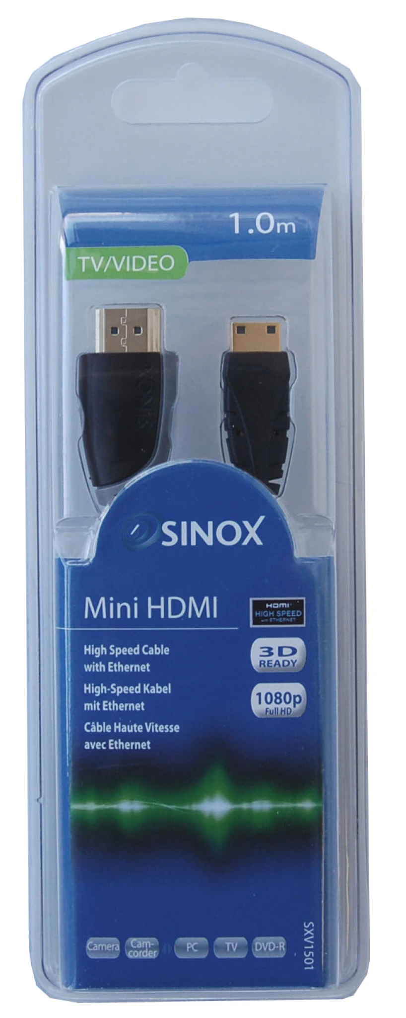 Sinox HDMI™- till Mini HDMI™-kabel. 1 m. Grå/svart
