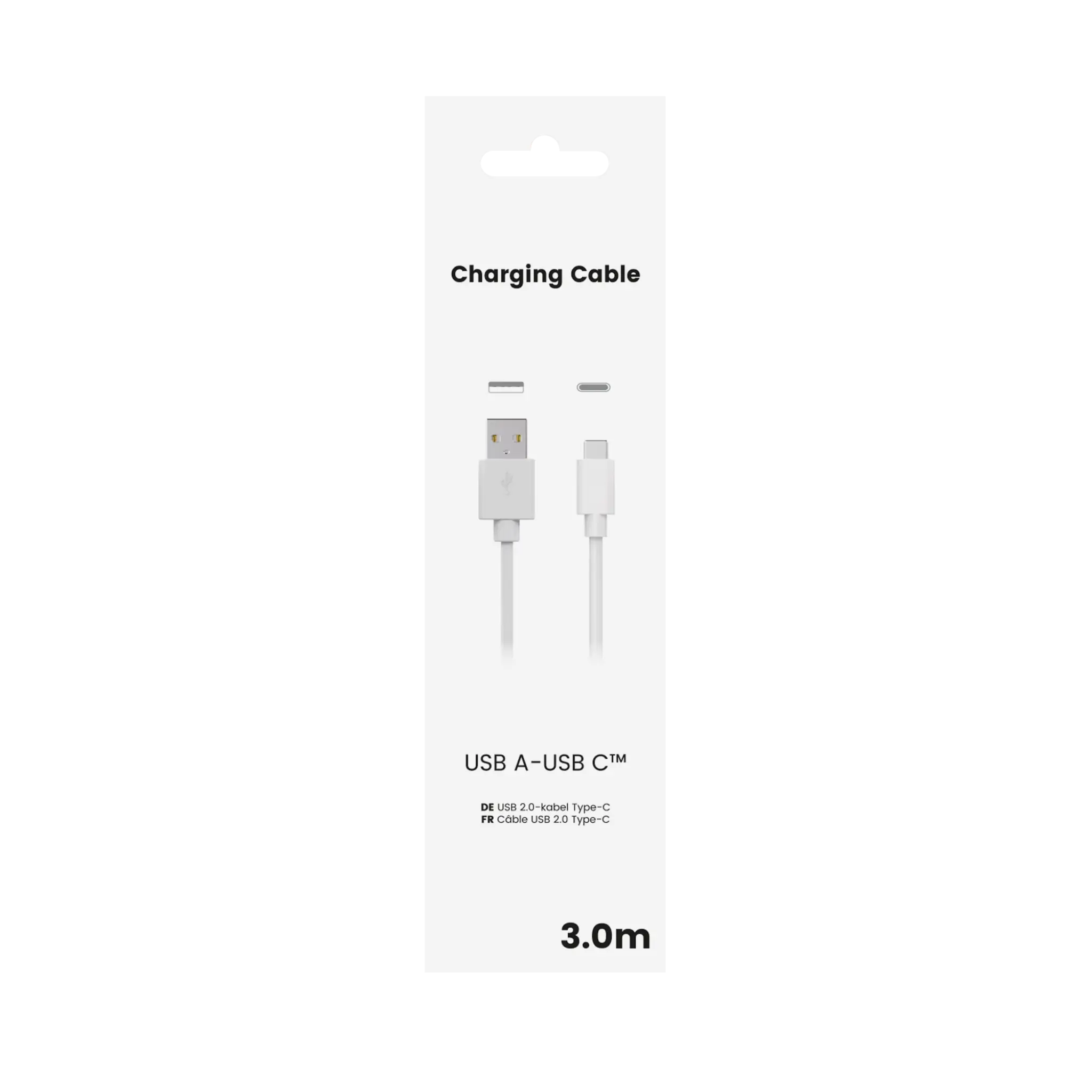 Sinox USB A till USB C kabel. 3m. Vit