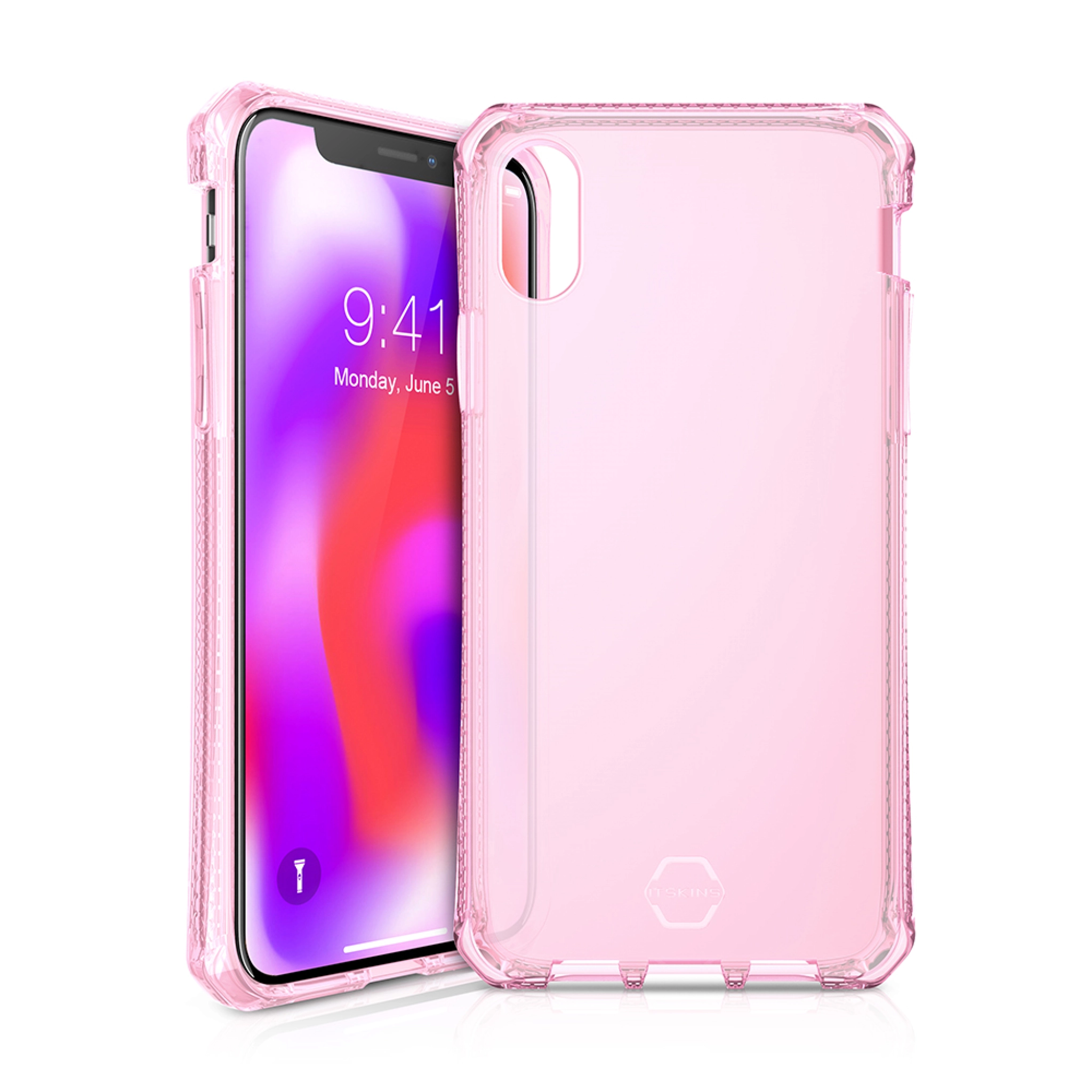 ITSKINS SPECTRUM CLEAR skal för iPhone XS Max®. Rosa