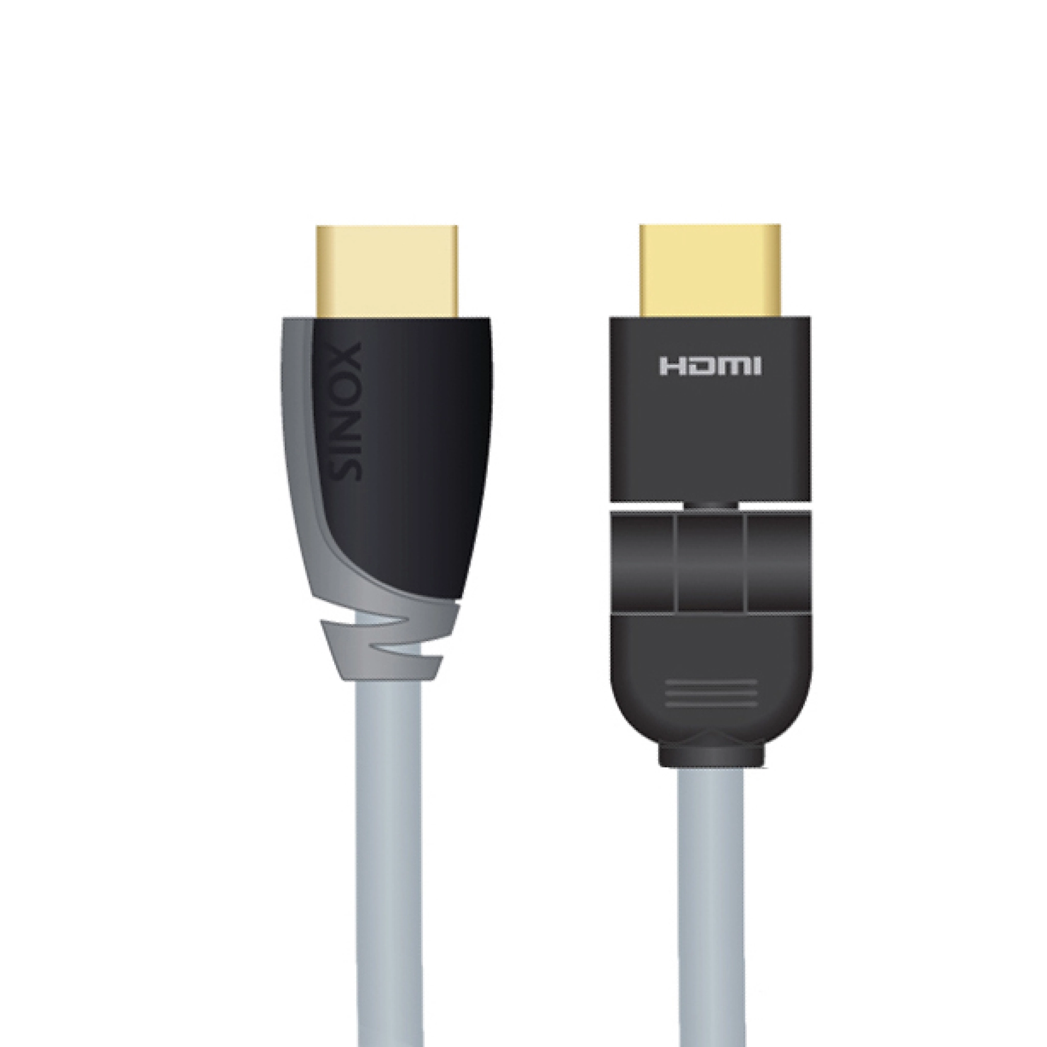 Sinox HDMI™-kabel med Ethernet. 1m. Grå/svart