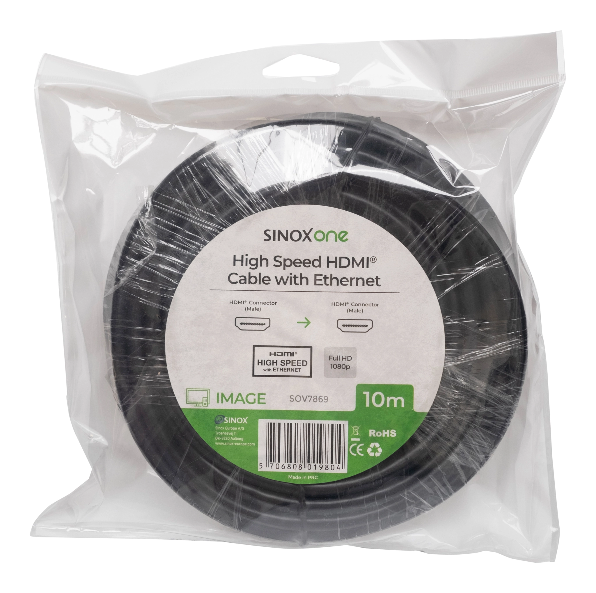 Sinox One HDMI™ kabel 4K30Hz+E. 10m. Svart