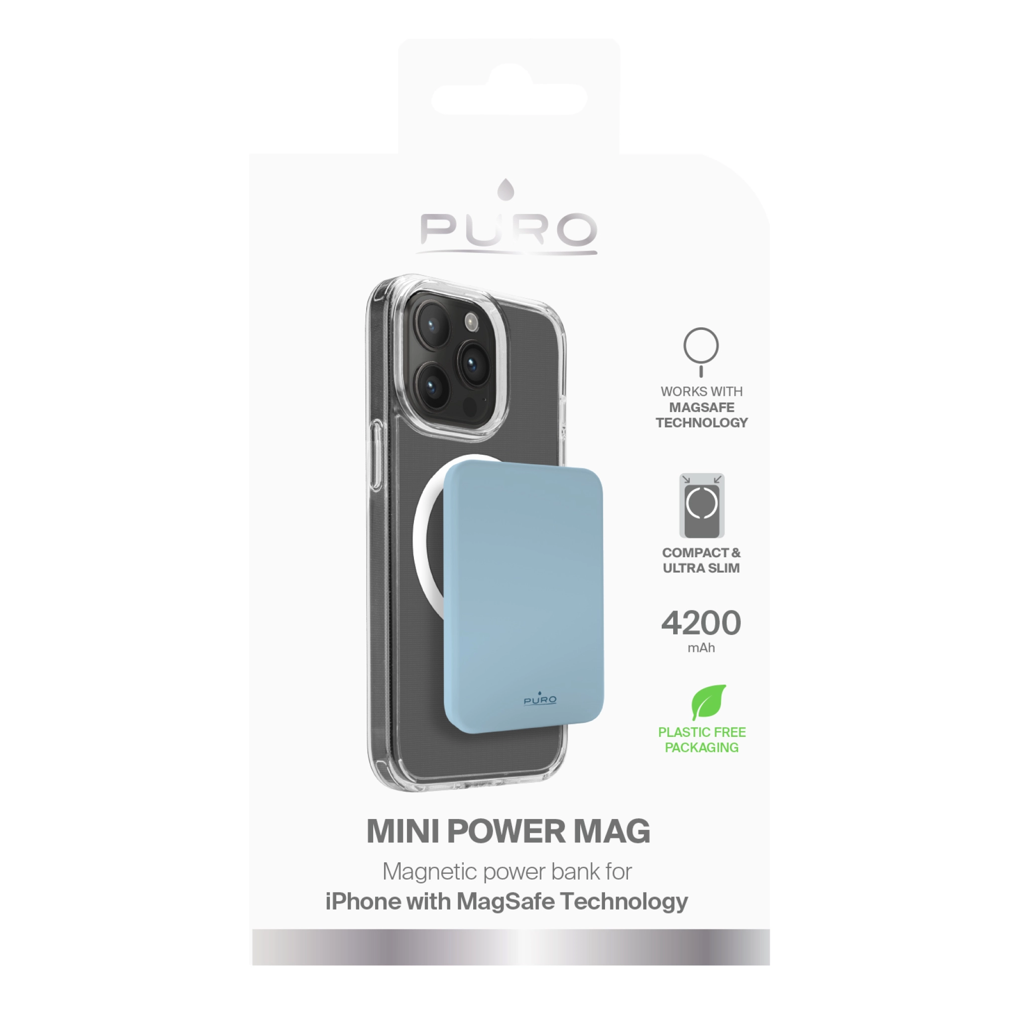 PURO Power Bank Wireless "Mini Power Mag" 4200 mAh för iPhone