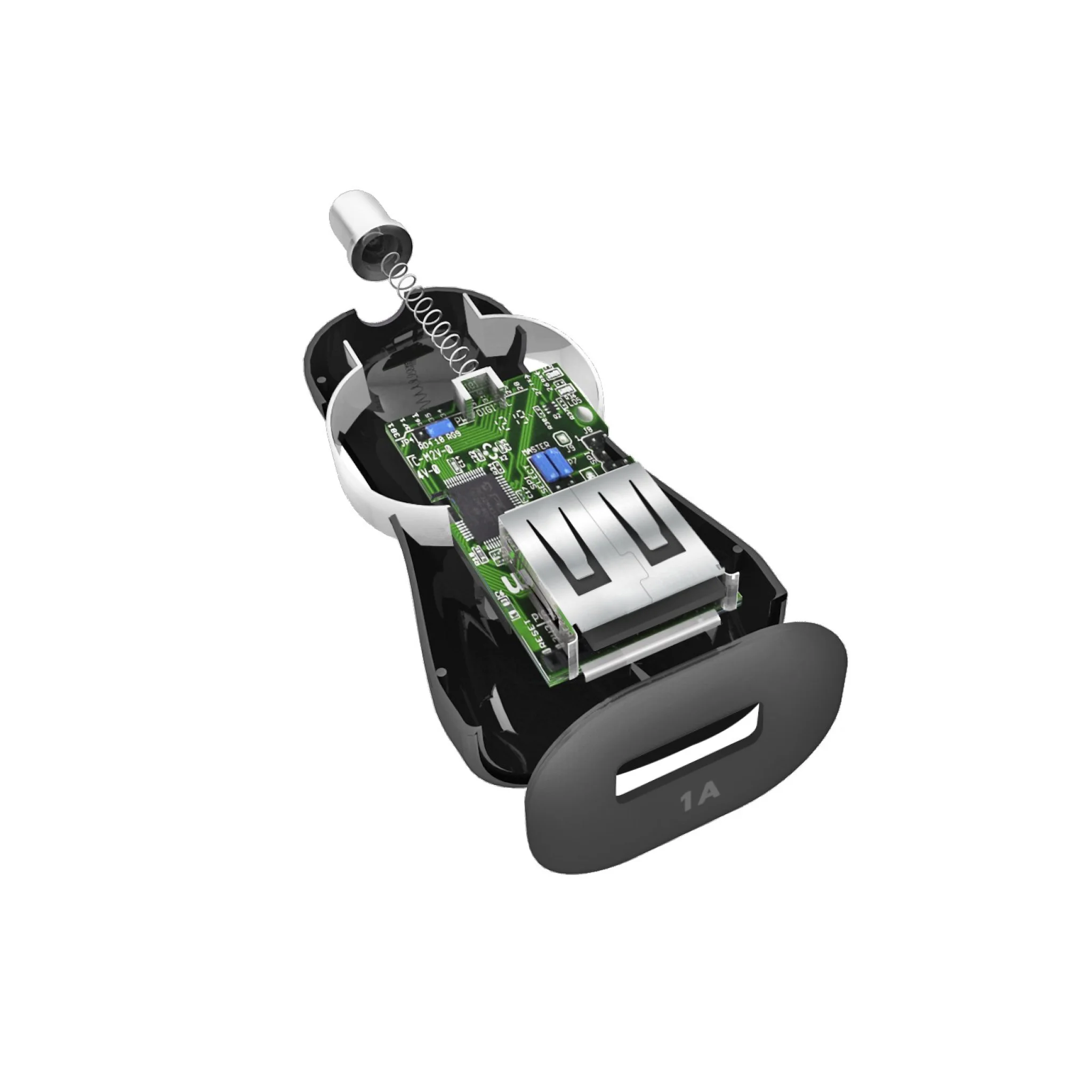 SBS billaddare med 1A USB A. Svart