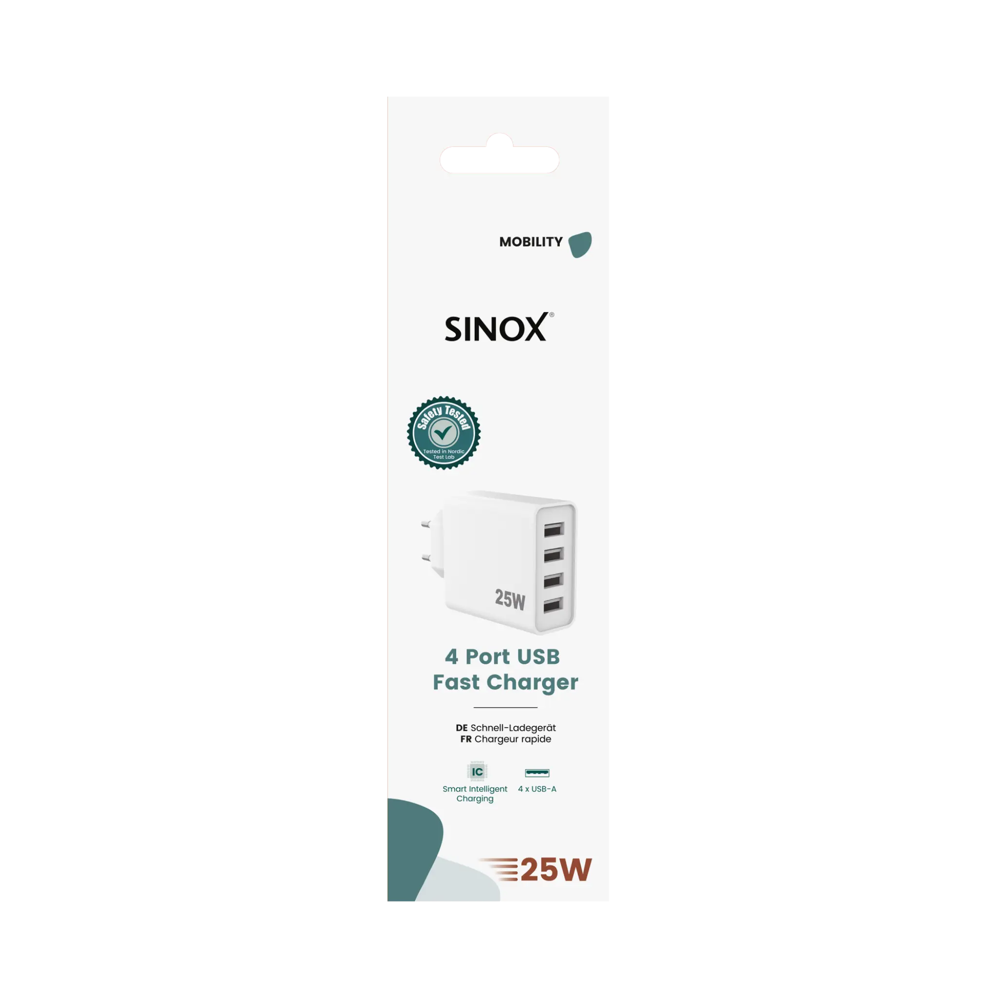 Sinox väggladdare 4xUSB-A 25W. Vit