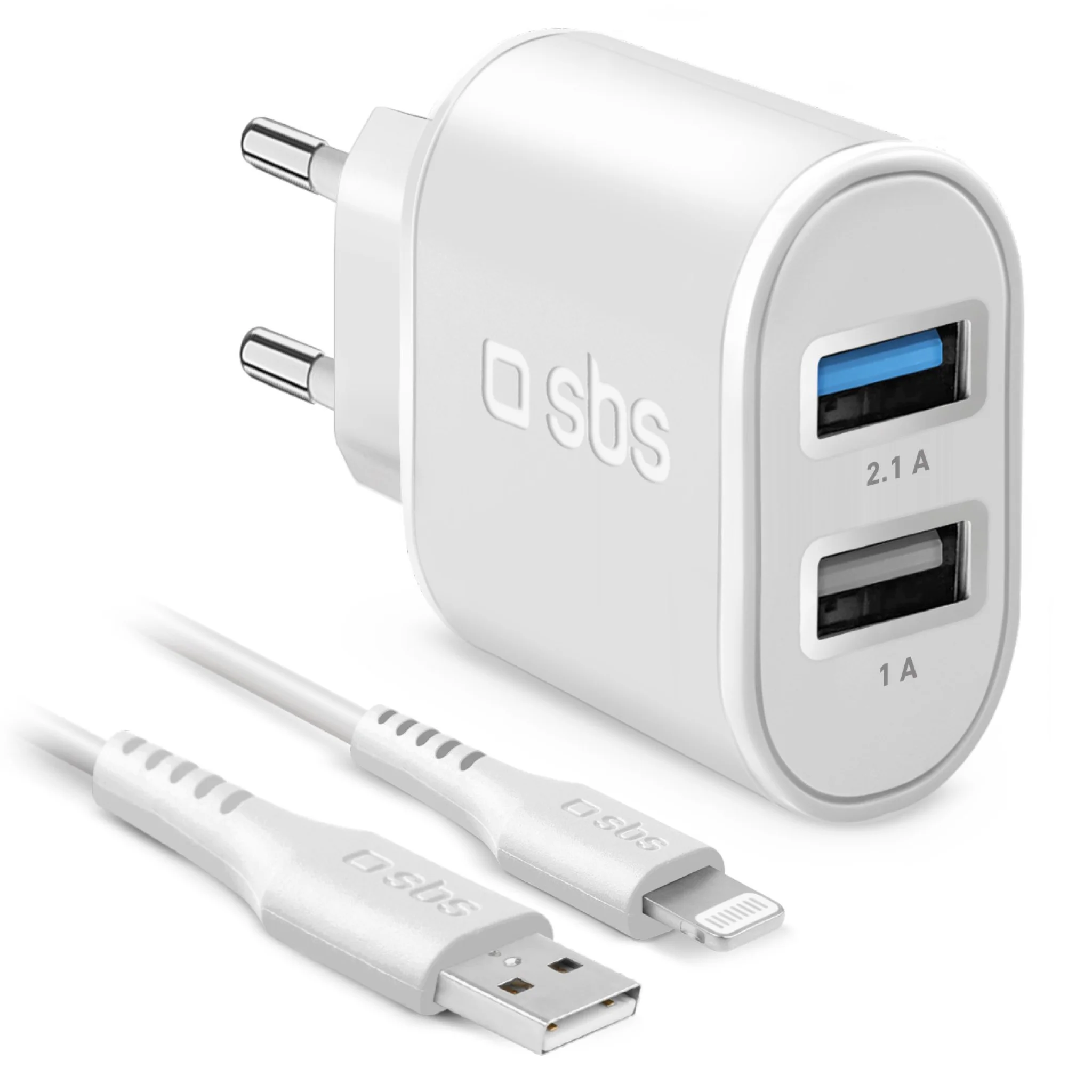 SBS 10W laddare. 1m MFI Lightning kabel. Vit