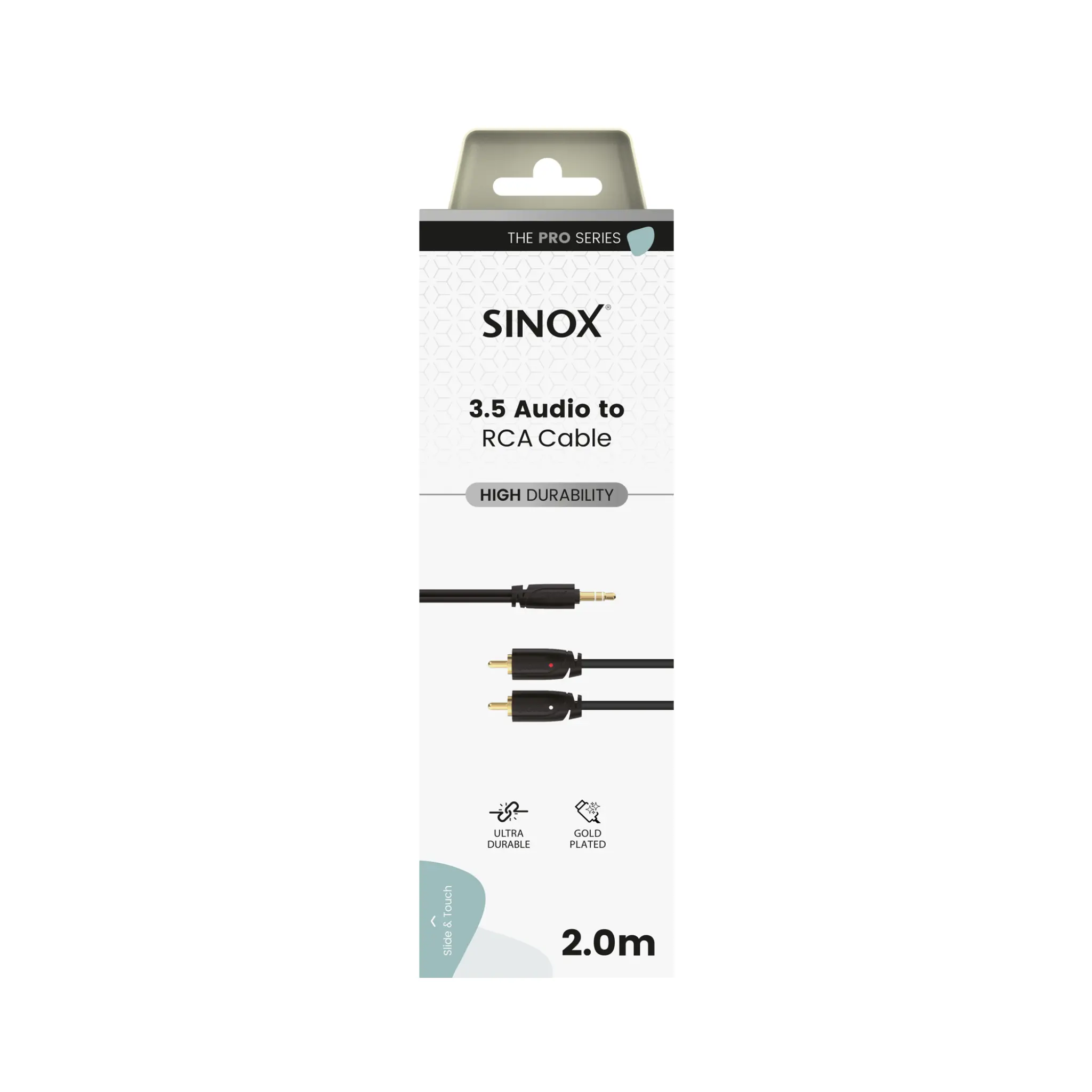 Sinox PRO 3,5mm kontakt till Phonokabel. 2m. Svart