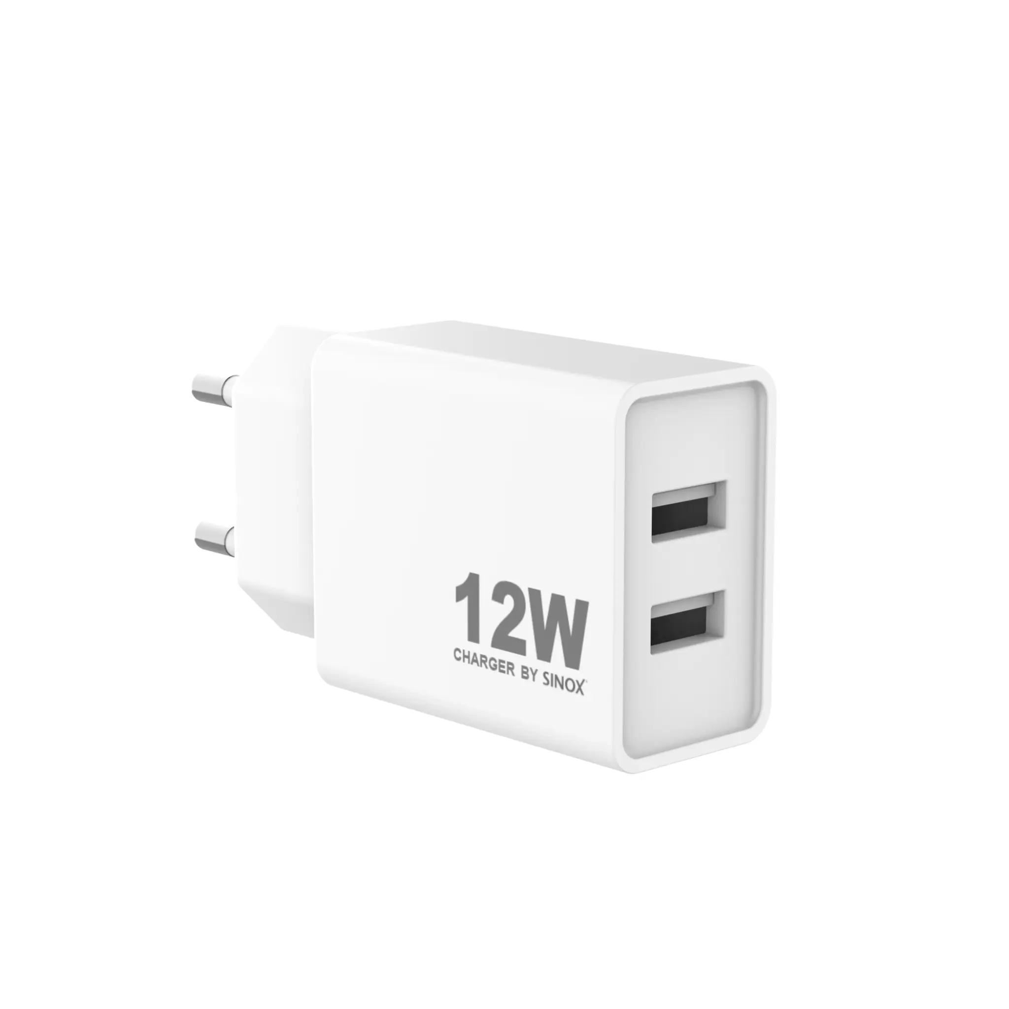 Sinox PRO väggladdare 2xUSB-A 12W. Vit