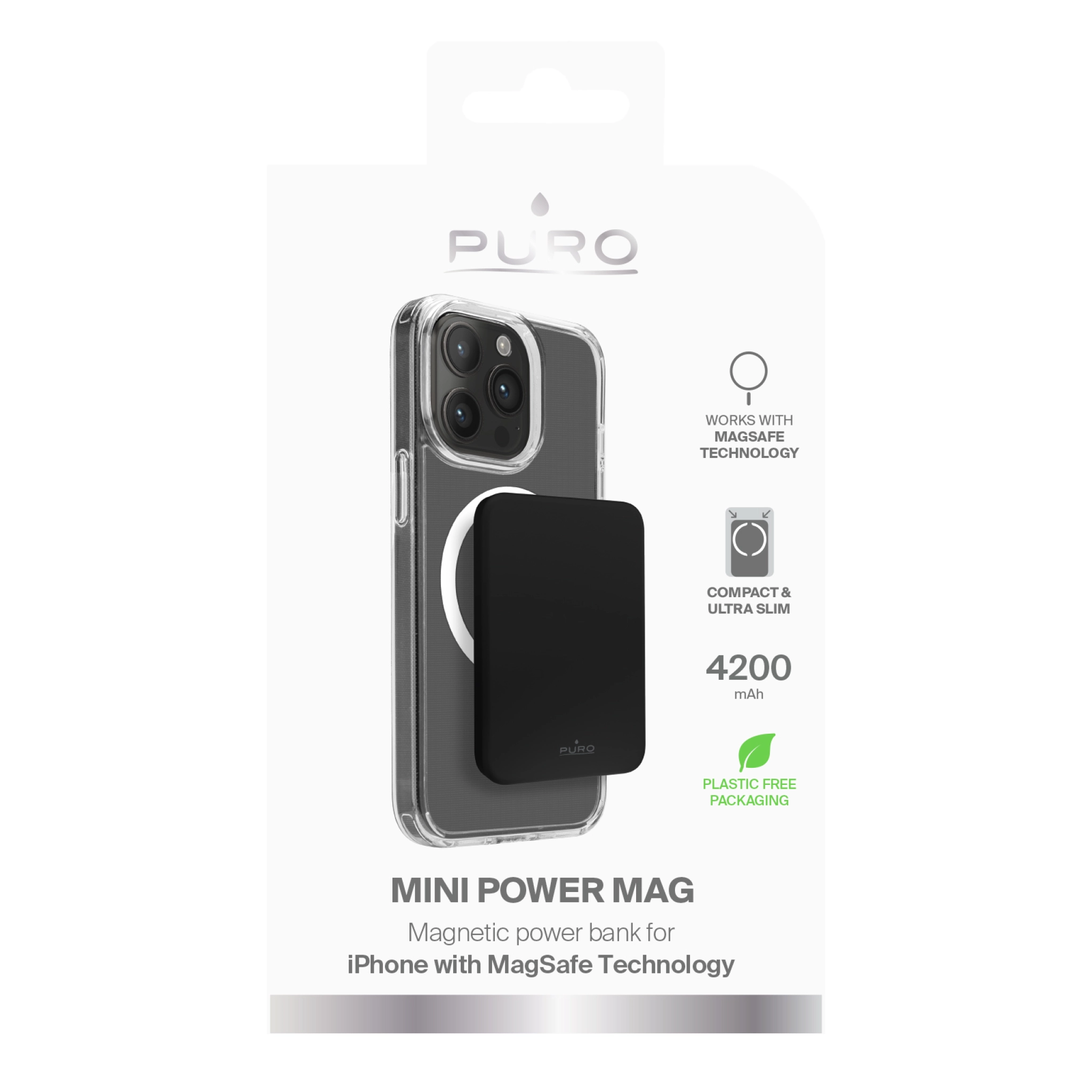 PURO Power Bank Wireless "Mini Power Mag" 4200 mAh för iPhone