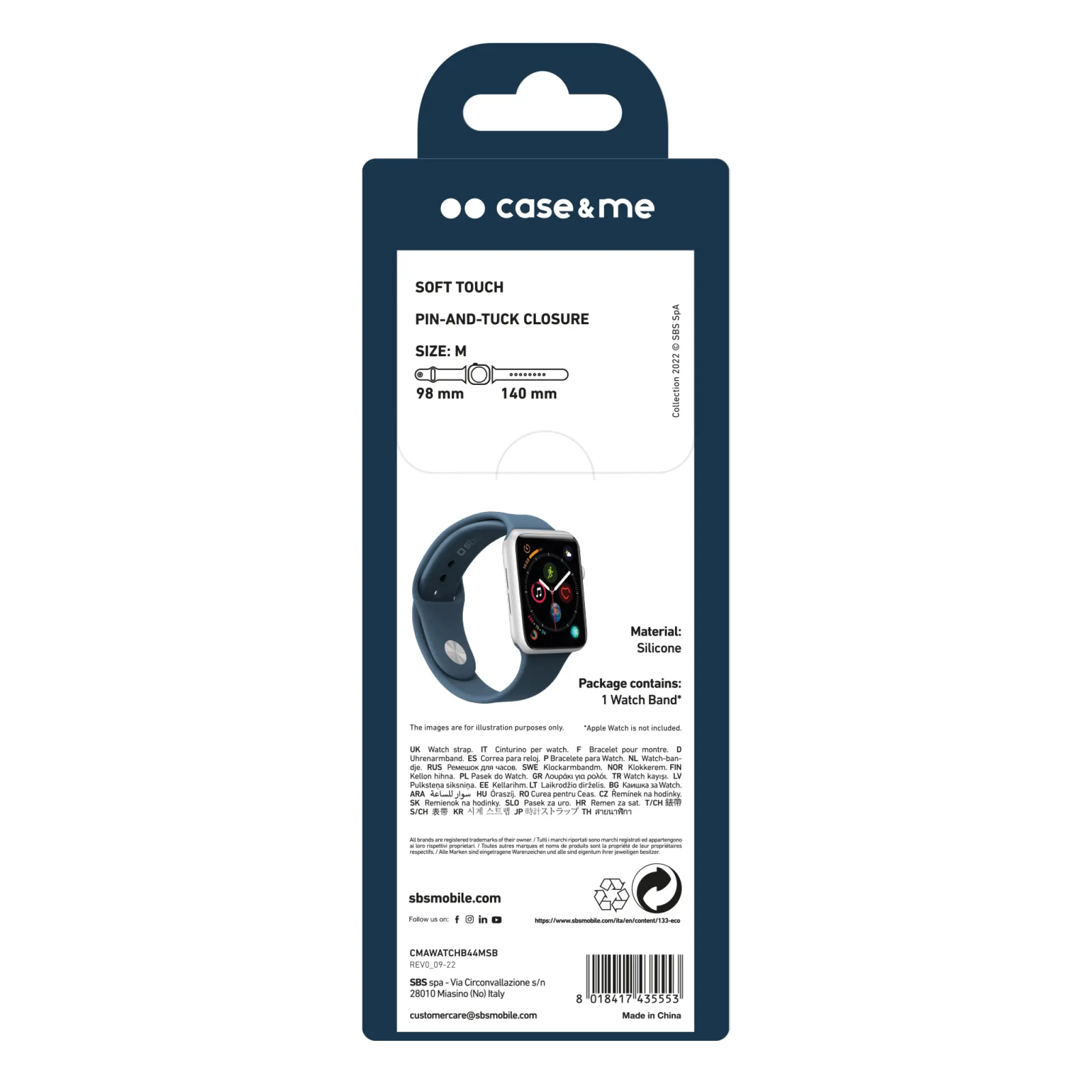 SBS silikonarmband för Apple Watch 42/44/45/49mm. Blå