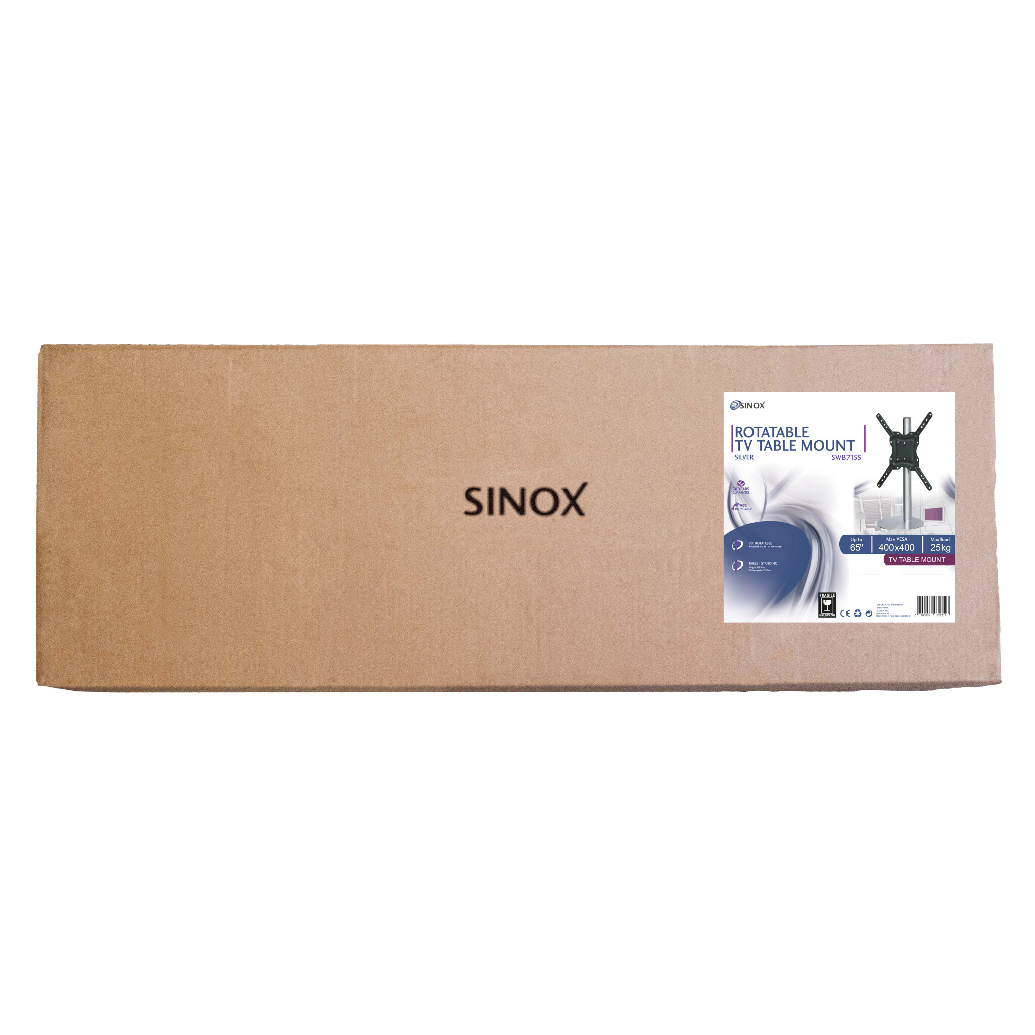 Sinox StandView TV-bordsstativ med svängbar topp. 26"-55". Aluminiumfinish