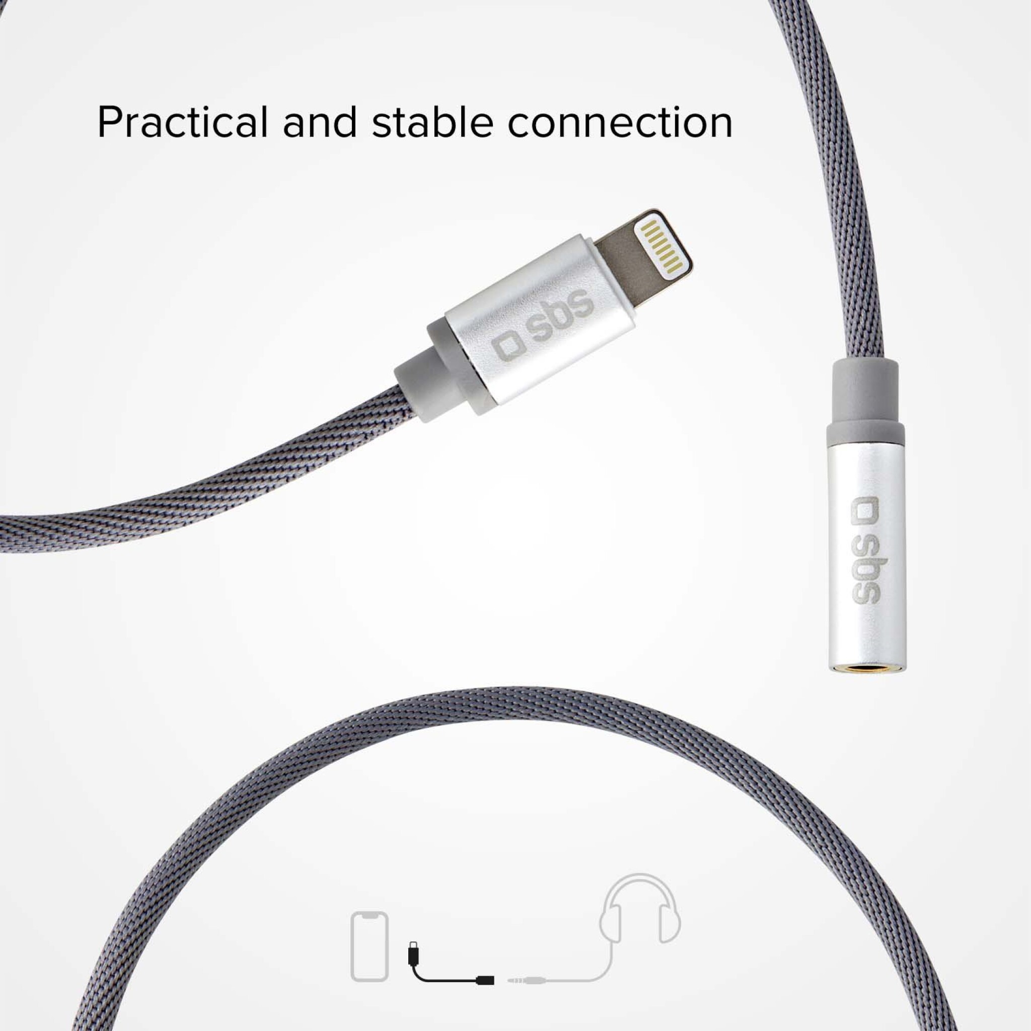 BS Lightning till mini-jack MFI-adapter. Vit