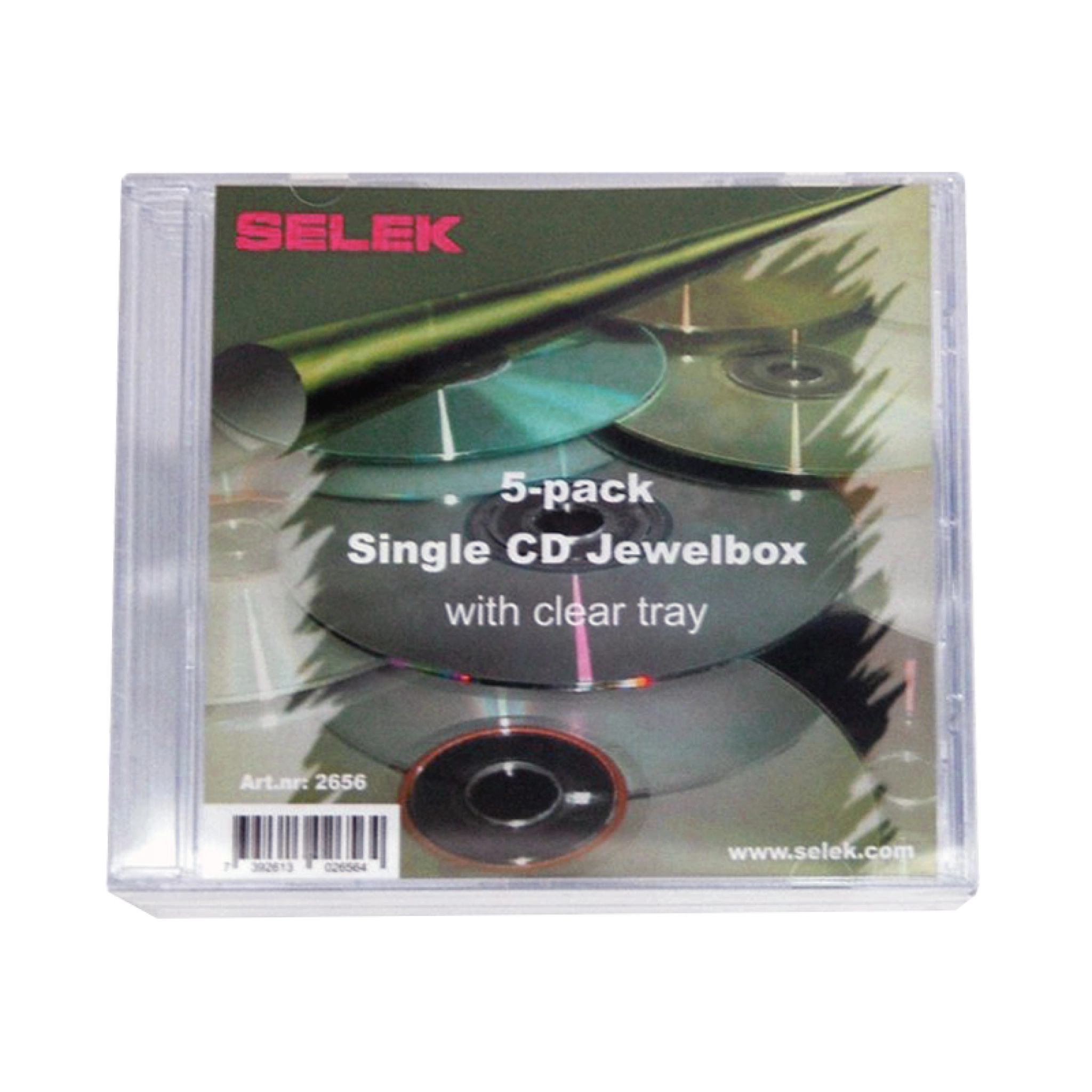 Selek CD Box med bricka. 5-pack. Genomskinlig