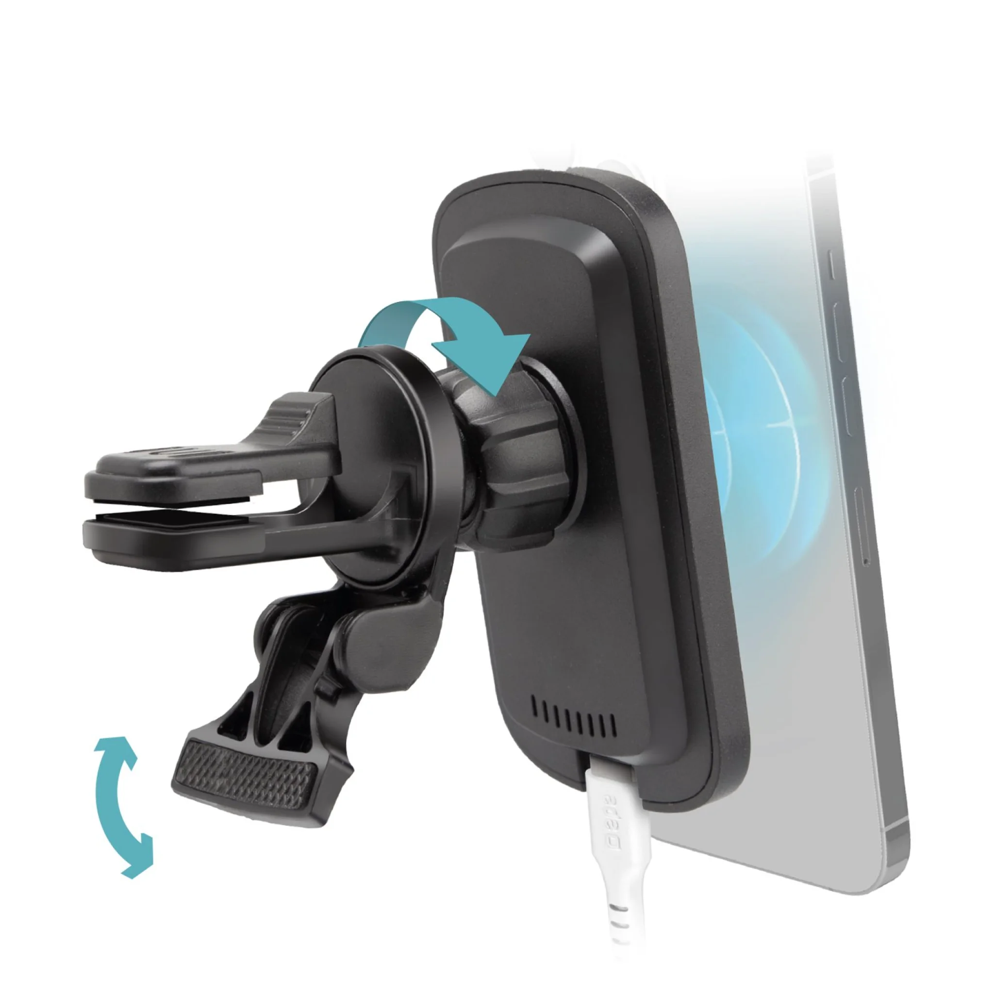 SBS magnetisk mobilhållare och trådlös MagSafe™-laddare för bilen. Svart