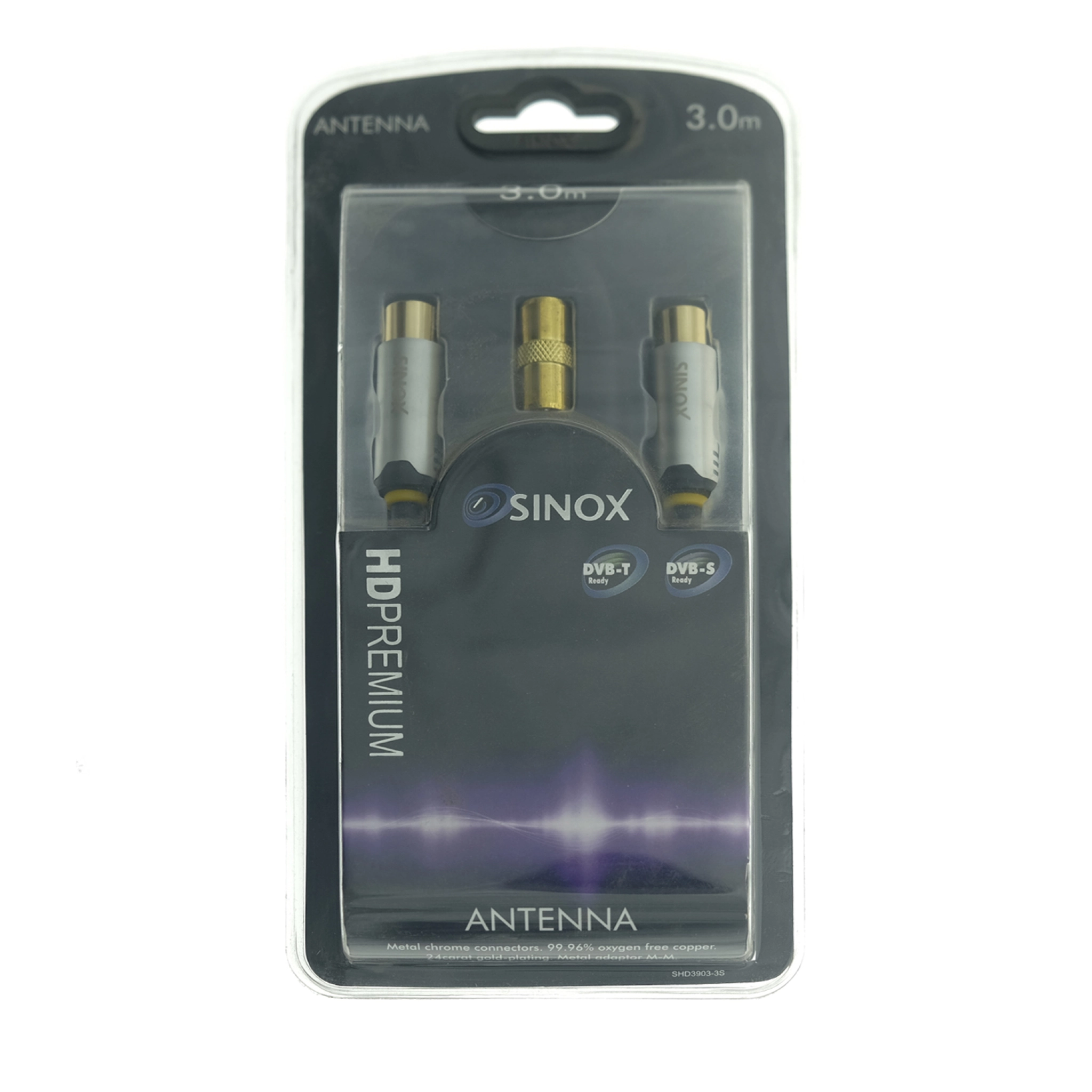 Sinox SHD Antennkabel. 3m. Svart