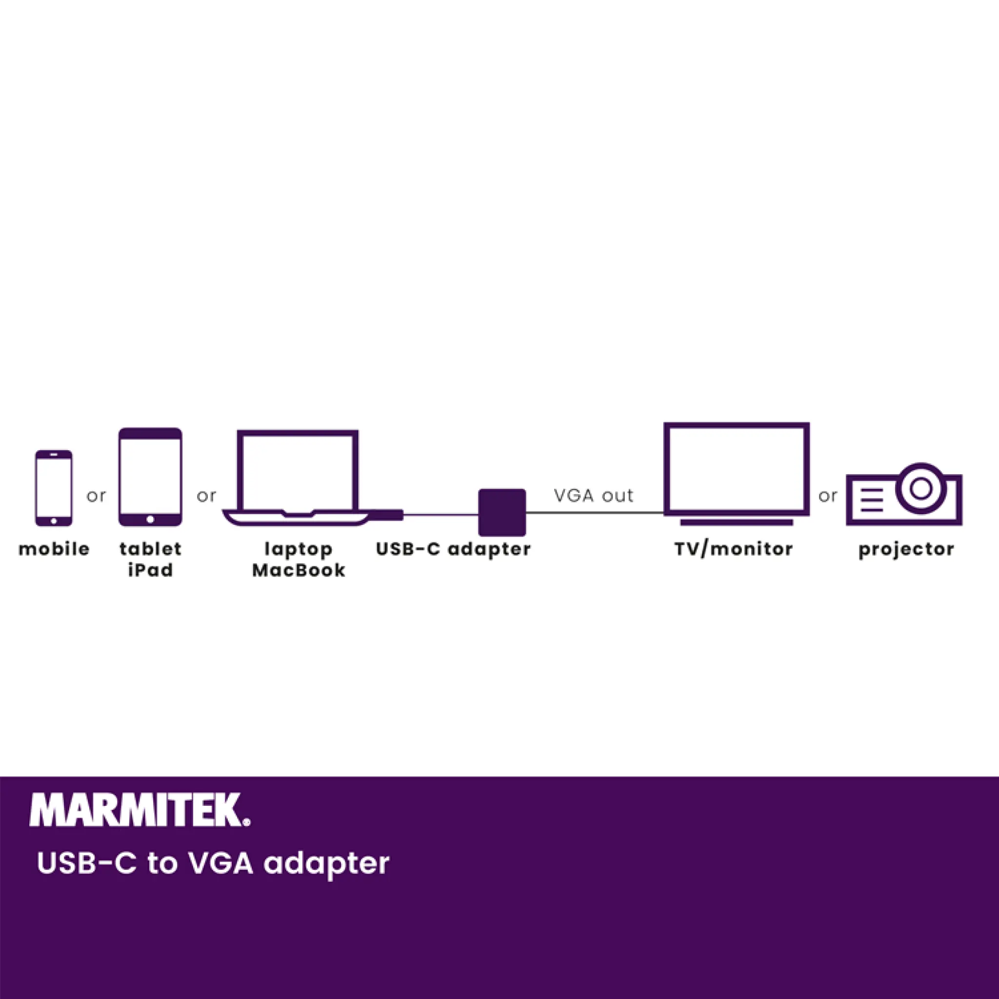 Marmitek USB-C till VGA adapter. 0,15m