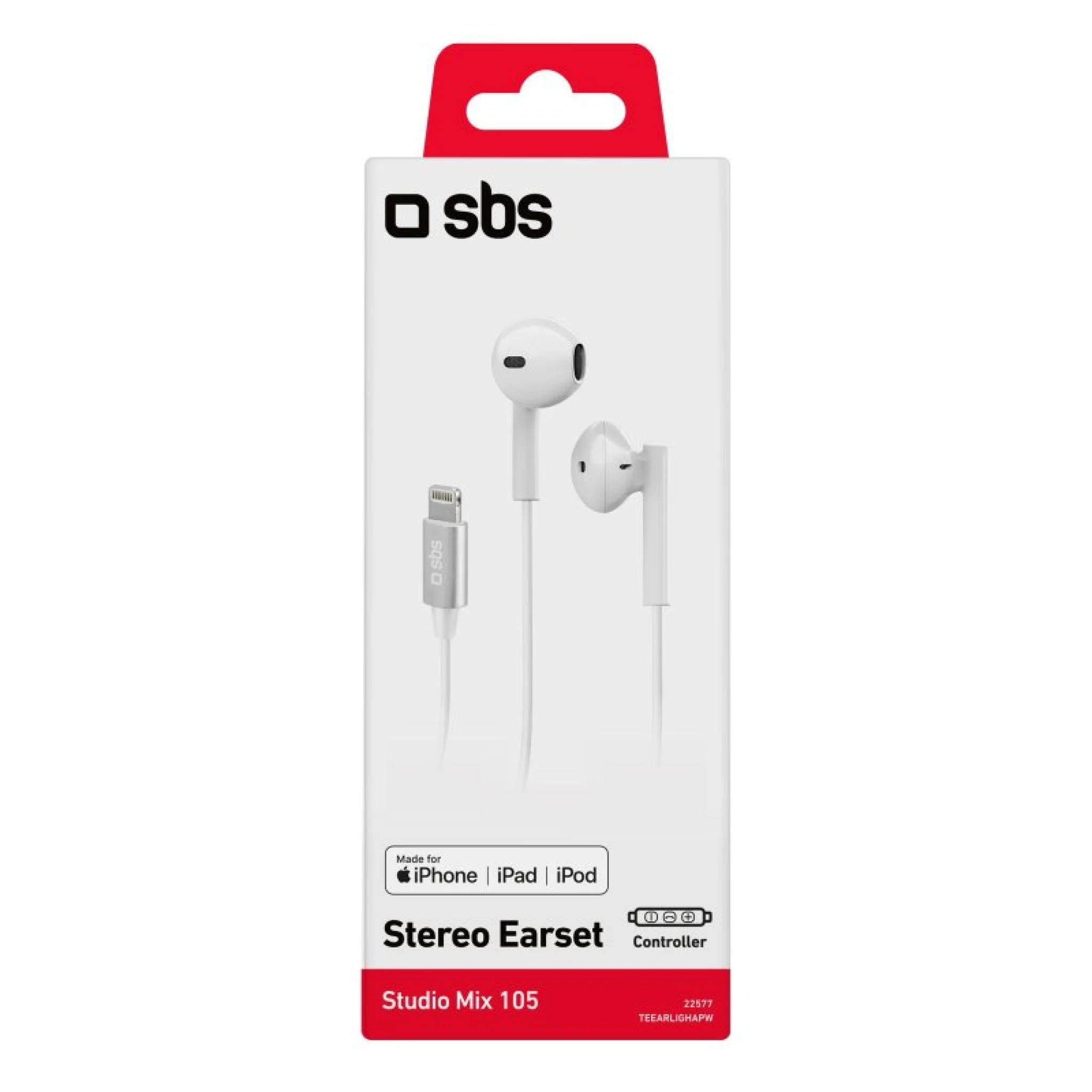 SBS in-ear stereohörlurar Studio Mix 105. Vit