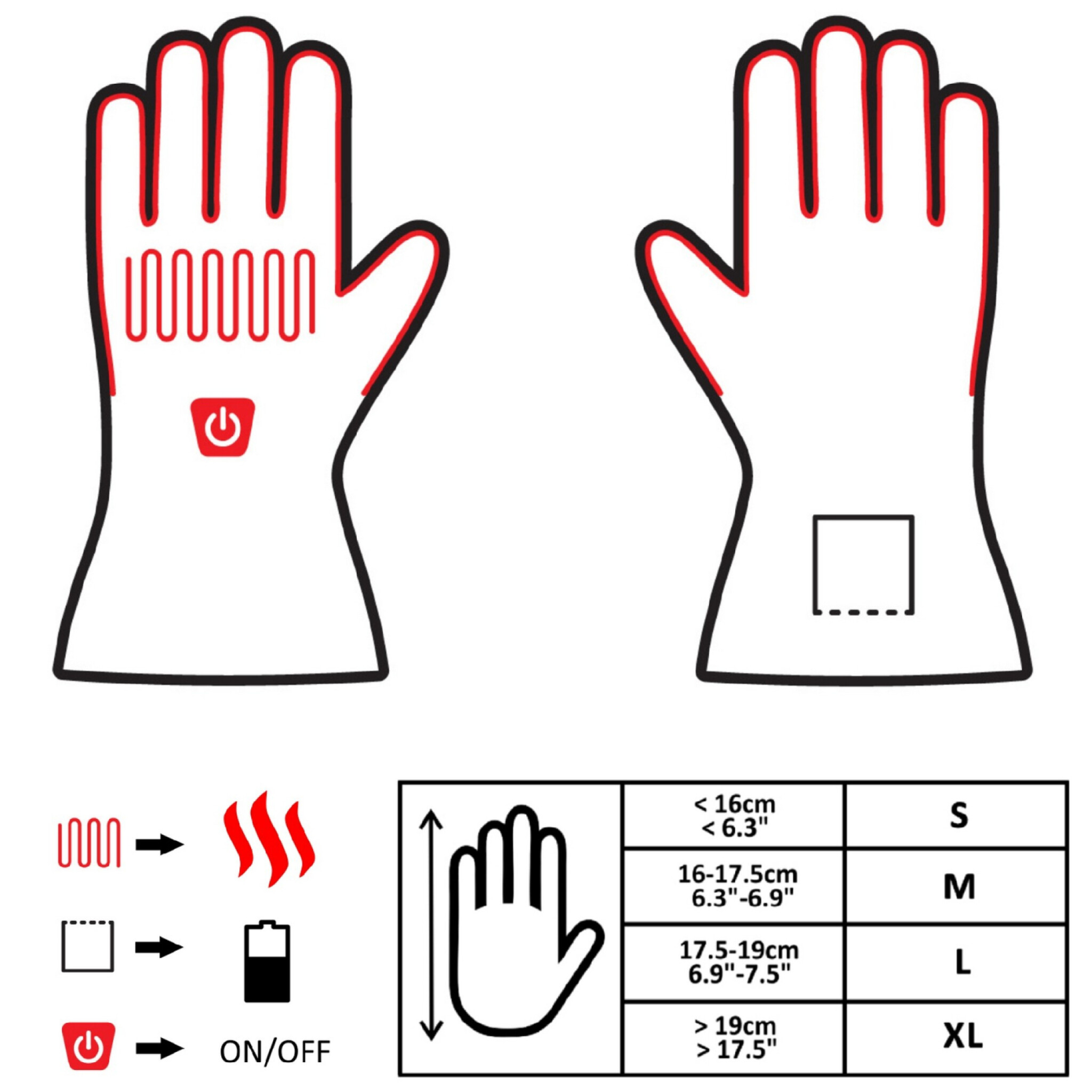 Glovii uppvärmda skidhandskar med touch XL. Svart