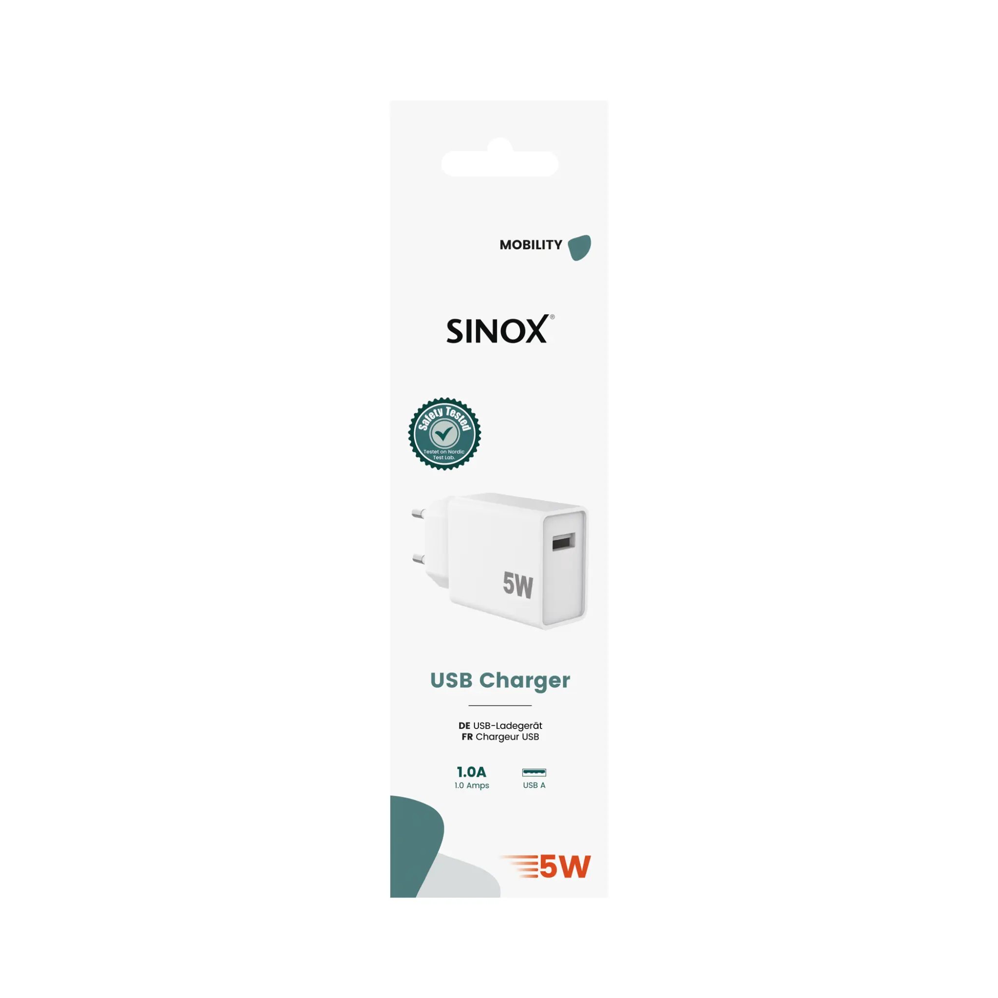 Sinox väggladdare USB-A 5W. Vit
