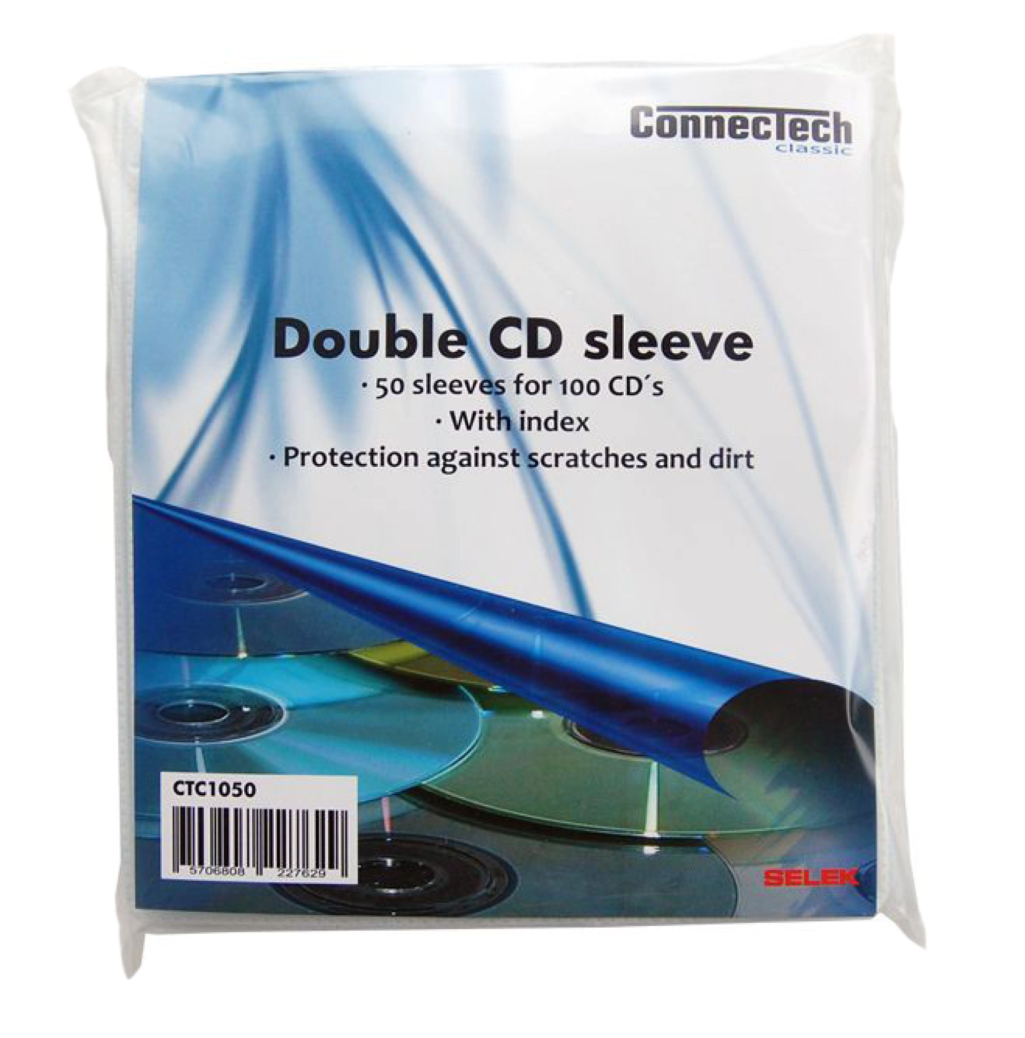 Connectech dubbel CD-hylsa. 50-pack. Transparent