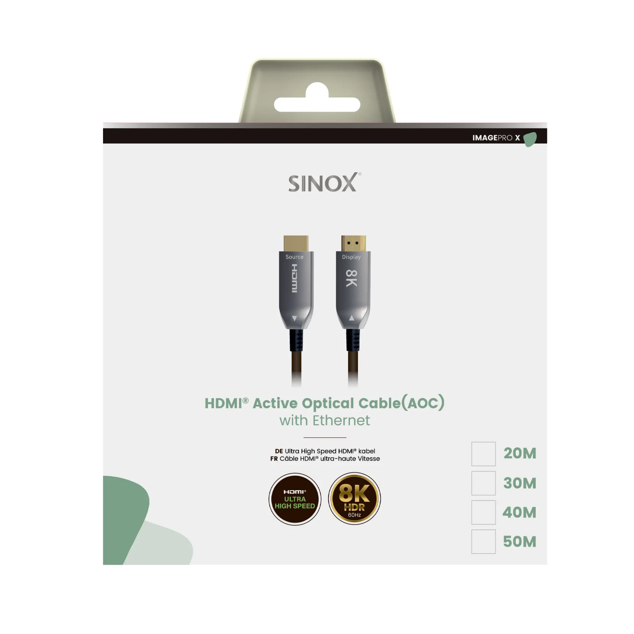 Sinox PRO X HDMI™ Optisk kabel 8K60Hz+E. 20m. Svart