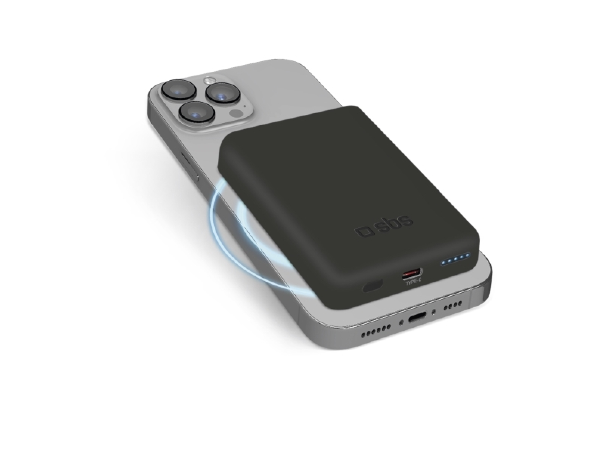SBS 5000 mAh trådlös magnetisk Power Bank. Svart